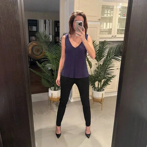 Navy 100% Silk  V-Neck Blouse, Judith and Charles, Size 2